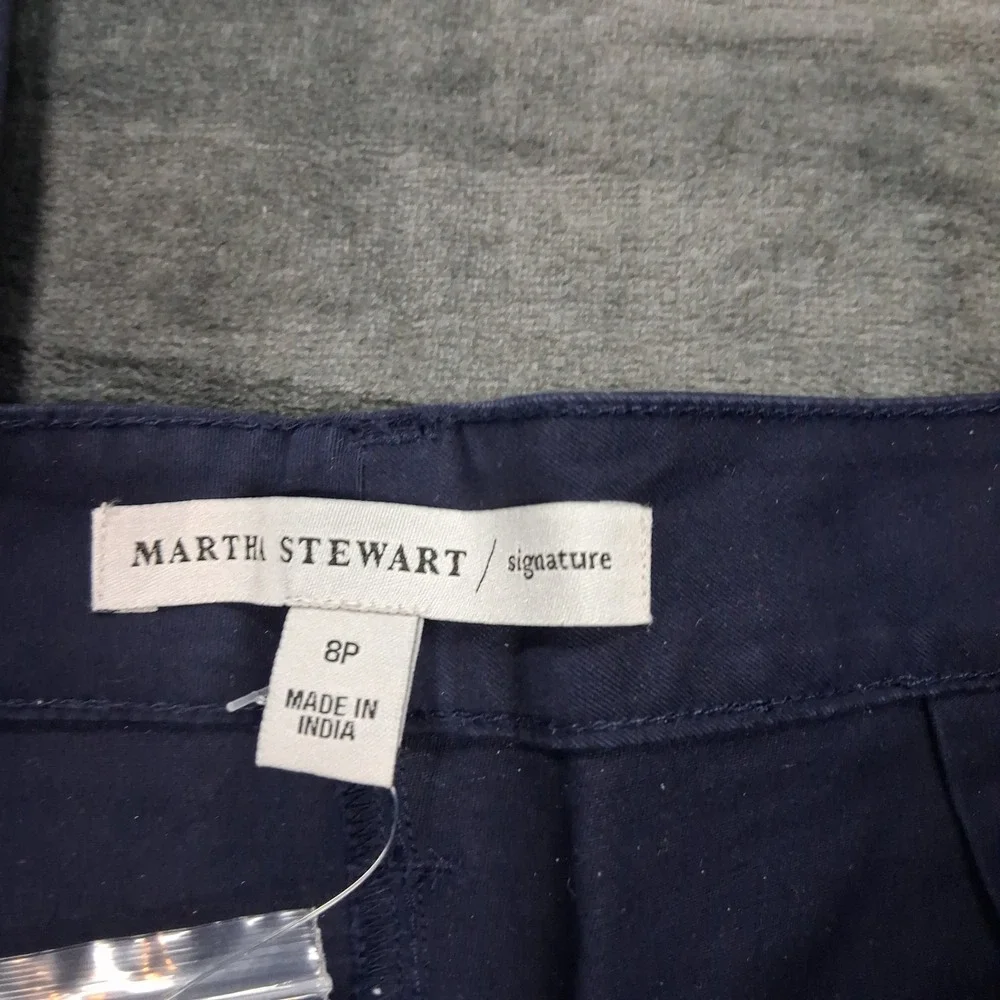 NWOT Martha Stewart Signature Navy Blue Wide Leg Petite Pants Size 8P High Rise